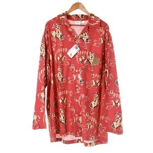 NWT Original Cowboy Pajamas Ropin’ N Ridin’ Red Light Cotton Nightshirt Women XL
